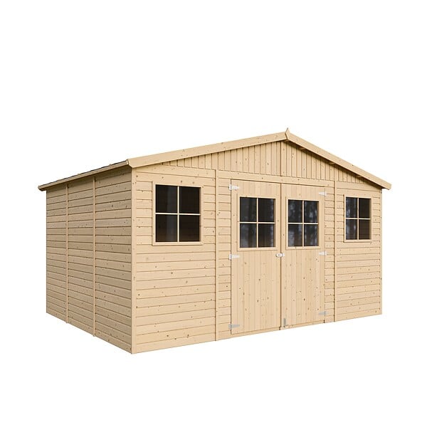 TIMBELA - Abri de Jardin en Bois Naturel - H246x418x318 cm/12 m² - M331 - large