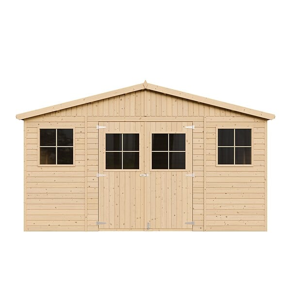 TIMBELA - TIMBELA M330 Abri de Jardin en Bois Naturel - H246 x 418 x 420 cm/ 16 m² - large