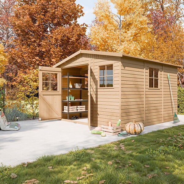 TIMBELA - Abri de Jardin en Bois Naturel - H226x316x324 cm / 9 m² - M335 - large