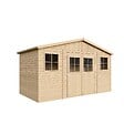 TIMBELA - Abri de Jardin en Bois Naturel - H246x418x220 cm /8 m² - M332 - vignette