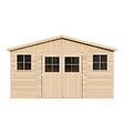 TIMBELA - Abri de jardin en bois H246x418x320 cm/12 m² AVEC PLANCHER IMPRÉGNÉ - M331+M331G - vignette
