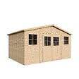 TIMBELA - Abri de jardin en bois H246x418x320 cm/12 m² AVEC PLANCHER IMPRÉGNÉ - M331+M331G - vignette
