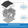 TIMBELA - Abri de jardin en bois H246x418x320 cm/12 m² AVEC PLANCHER IMPRÉGNÉ - M331+M331G - vignette