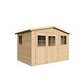 TIMBELA - Abri de Jardin en Bois Naturel - H226x318x220 cm / 6 m² - M334 - vignette
