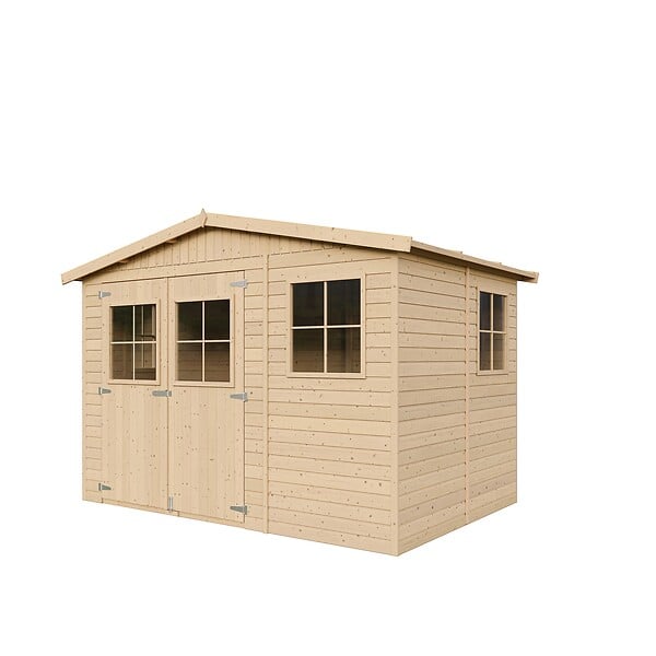 TIMBELA - Abri de Jardin en Bois Naturel - H226x318x220 cm / 6 m² - M334 - large