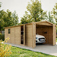 TIMBELA - TIMBELA M102 - GARAGE en bois Naturel - H222xL616xl324 cm / 18 m² - vignette