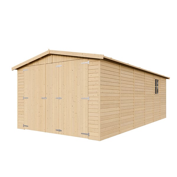 TIMBELA - TIMBELA M102 - GARAGE en bois Naturel - H222xL616xl324 cm / 18 m² - large