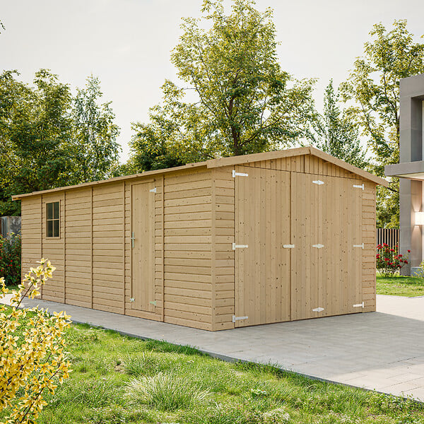 TIMBELA - TIMBELA M102 - GARAGE en bois Naturel - H222xL616xl324 cm / 18 m² - large