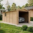 TIMBELA - TIMBELA M101 - GARAGE en Bois Naturel - H222xL516xl324 cm /15 m² - vignette