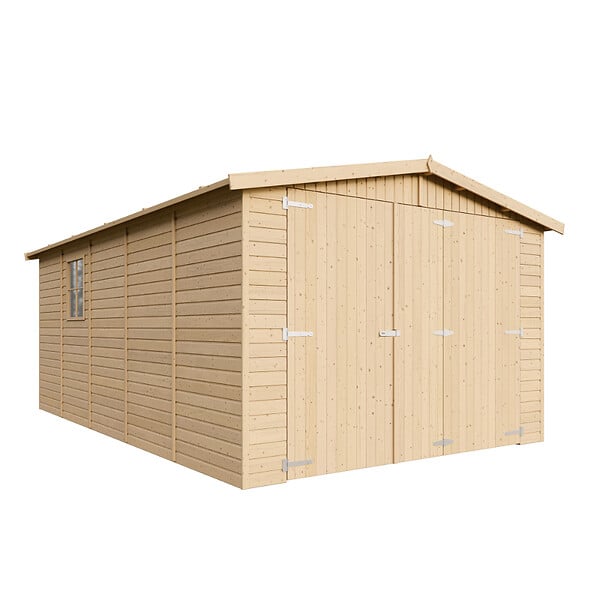 TIMBELA - TIMBELA M101 - GARAGE en Bois Naturel - H222xL516xl324 cm /15 m² - large