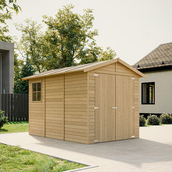 TIMBELA - TIMBELA M105 - GARAGE en bois Naturel - H222xL320xl244 cm / 6 m² - large
