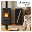 VOUNOT - Reservoir à granules pellets avec roulettes facade diagonale 45kg 36x36x76cm noir - vignette