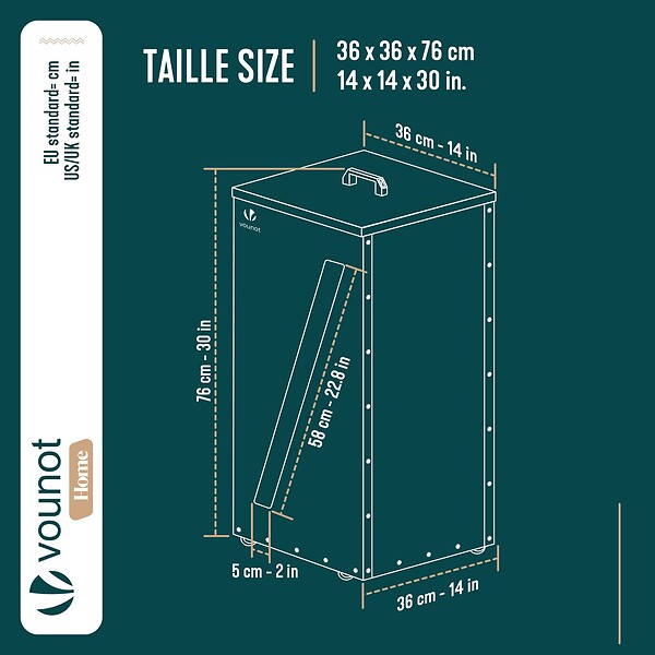VOUNOT - Reservoir à granules pellets avec roulettes facade diagonale 45kg 36x36x76cm noir - large