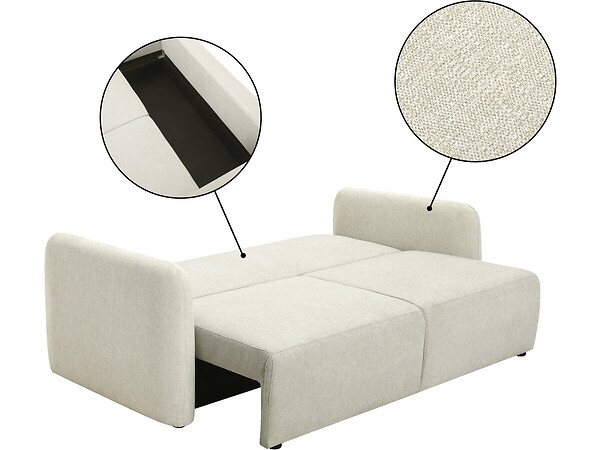 HABITAT ET JARDIN - Canapé droit convertible en tissu "Concorde" 3 places - Beige - large