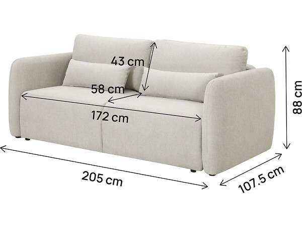 HABITAT ET JARDIN - Canapé droit convertible en tissu "Concorde" 3 places - Beige - large