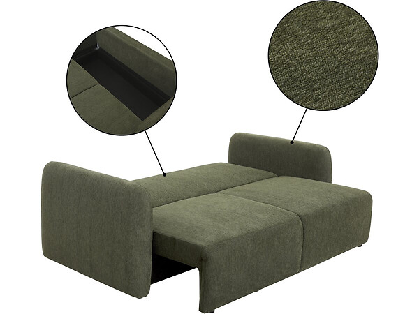 HABITAT ET JARDIN - Canapé droit convertible en tissu "Concorde" 3 places - Vert - large