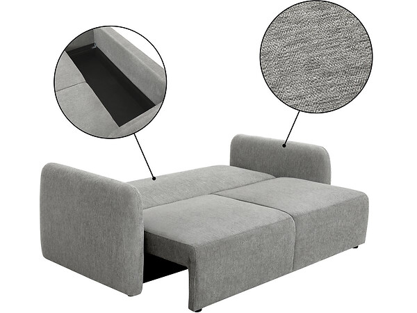 HABITAT ET JARDIN - Canapé droit convertible en tissu "Concorde" 3 places - Gris - large