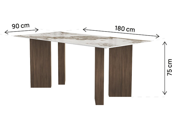 HABITAT ET JARDIN - Table repas céramique - 180 cm - "Elma" - 8 places - Marron - large