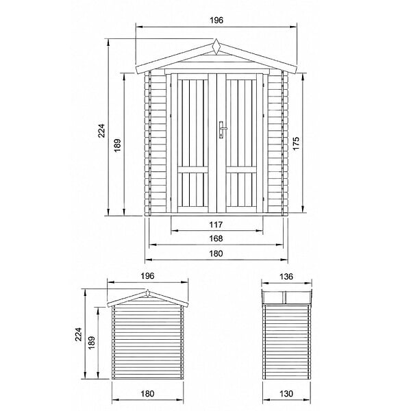 TIMBELA - Abri de Jardin en Bois 1,98 m² TIMBELA M367F1+M367G - large