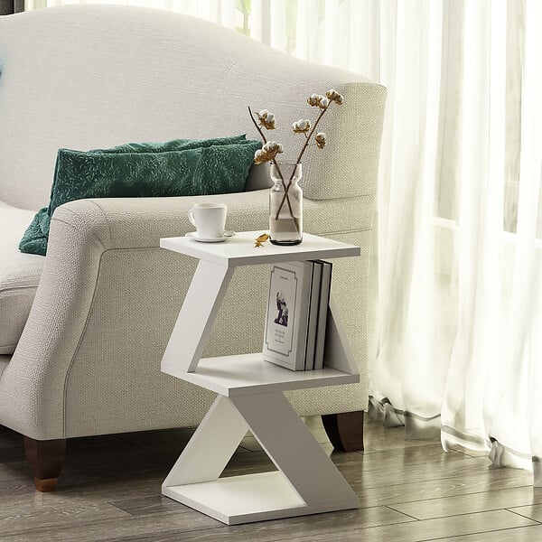 HABITAT ET JARDIN - Table d'appoint en bois "Albeni" - 30 x 30 x 50 cm - Blanc - large