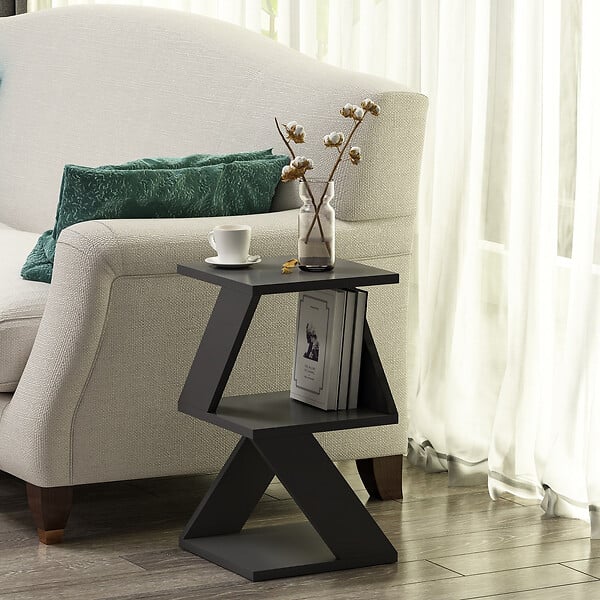 HABITAT ET JARDIN - Table d'appoint en bois "Albeni" - 30 x 30 x 50 cm - Anthracite - large