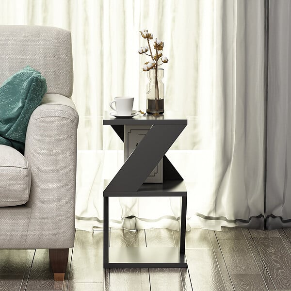 HABITAT ET JARDIN - Table d'appoint en bois "Albeni" - 30 x 30 x 50 cm - Anthracite - large
