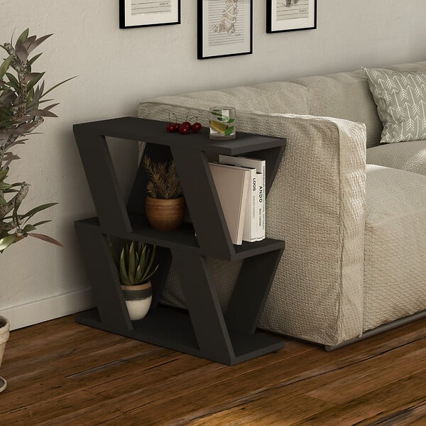 HABITAT ET JARDIN - Table d'appoint en bois "Lazena" - 60 x 22 x 57 cm - Anthracite - large