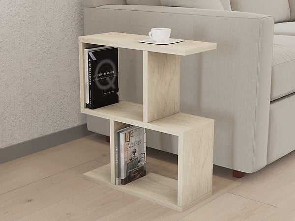 HABITAT ET JARDIN - Table d'appoint en bois "Zet" - 45 x 17 x 51 cm - Travertin - large