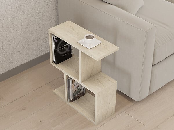 HABITAT ET JARDIN - Table d'appoint en bois "Zet" - 45 x 17 x 51 cm - Travertin - large