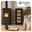 VOUNOT - Reservoir a granules rangement pellets avec roulettes 45kg 36x36x76cm noir - vignette