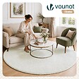 VOUNOT - Tapis de salon poils ras doux antiderapant ф200cm uni crème - vignette