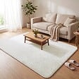 VOUNOT - Tapis de salon poils ras doux antiderapant 160x230cm uni crème - vignette