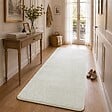VOUNOT - Tapis de salon poils ras doux antiderapant 80x200cm uni crème - vignette