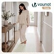VOUNOT - Tapis de salon poils ras doux antiderapant 80x200cm uni crème - vignette