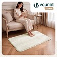 VOUNOT - Tapis de salon poils ras doux antiderapant 80x150cm uni crème - vignette