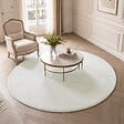 VOUNOT - Tapis de salon poils ras doux antiderapant ф160cm uni crème - vignette