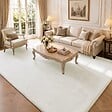 VOUNOT - Tapis de salon poils ras doux antiderapant 240x340cm uni crème - vignette