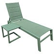 HAPPY GARDEN - Set bain de soleil et table d'appoint BARBADOS en textilène vert sauge - aluminium vert sauge - vignette
