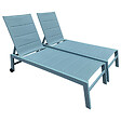 HAPPY GARDEN - Lot de 2 bains de soleil BARBADOS en textilène bleu clair - aluminium bleu clair - vignette