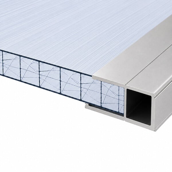 MCCOVER - Profil bordure monobloc (en U) - toiture polycarbonate Aluminium, ep.10 mm, L.4 m - large