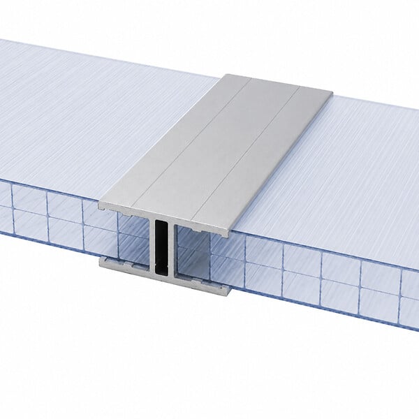 MCCOVER - Profil jonction monobloc (en H) - toiture polycarbonate Aluminium, ep.10 mm, L.4 m - large