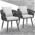 TECTAKE - 2 Places chaises de jardin aluminium gris anthracite avec tressage corde coussins déperlants dimensions 62,5 x 65,5 x 75 cm - vignette