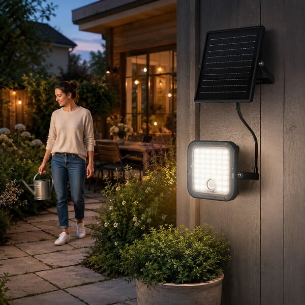 ASLO - Projecteur Solaire LED 10W 1500lm Détecteur de Mouvement Télécommande Spot Exterieur Noir Jardin Panneau Déporté 5m Aslo - large