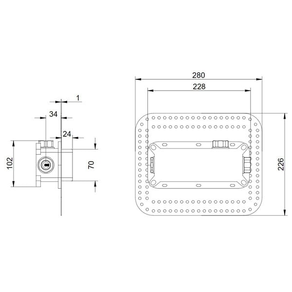 VILLEROY ET BOCH - Mitigeur lavabo mural  Architectura Square avec vidage Push Open Chrome + corps encastré - large