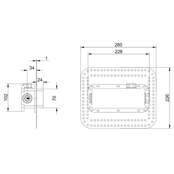 VILLEROY ET BOCH - Mitigeur lavabo mural  Architectura Square avec vidage Push Open Or brossé + corps encastré - large