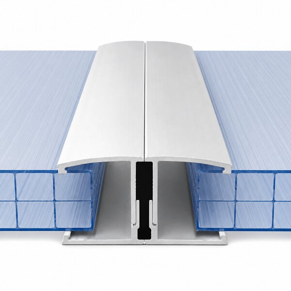 MCCOVER - Profil et capot de jonction vissables couverture polycarbonate Aluminium, ep.10/16/32 mm, L.3,5 m - large