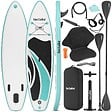 TECTAKE - Planche de stand up paddle gonflable siège kayak jusqu'à 200 kg antidérapante raquette double blanc turquoise 320 x 84 x 39,5 cm - vignette