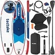 TECTAKE - Planche de stand up paddle gonflable avec support pour appareil photo siège de kayak rouge bleu 320 x 84 x 39,5 cm antidérapant jusqu'à 200 kg - vignette