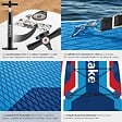 TECTAKE - Planche de stand up paddle gonflable avec support pour appareil photo siège de kayak rouge bleu 320 x 84 x 39,5 cm antidérapant jusqu'à 200 kg - vignette