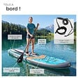 TECTAKE - Planche de stand up paddle gonflable siège de kayak jusqu'à 200 kg antidérapant raquette double turquoise orange 320 x 84 x 39,5 cm kit complet - vignette